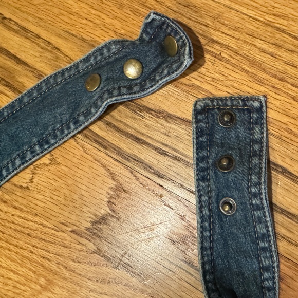 Vintage hipster denim halter jumpsuit with wide belt faded to perfection - Picture 6 of 8